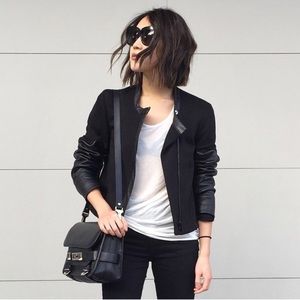 Helmut Lang black leather panel jacket